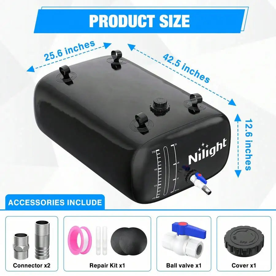 Nilight 240L Water Storage Bladder RV Potable Water Bladder Tank Camping Foldable Collapsible Water Storage Containers For Truck