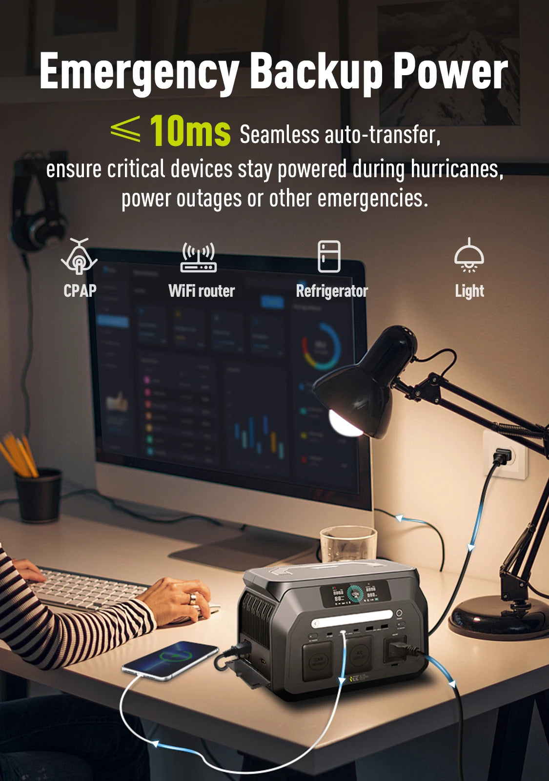 IEE 800W Portable Power Station With 512Wh Battery