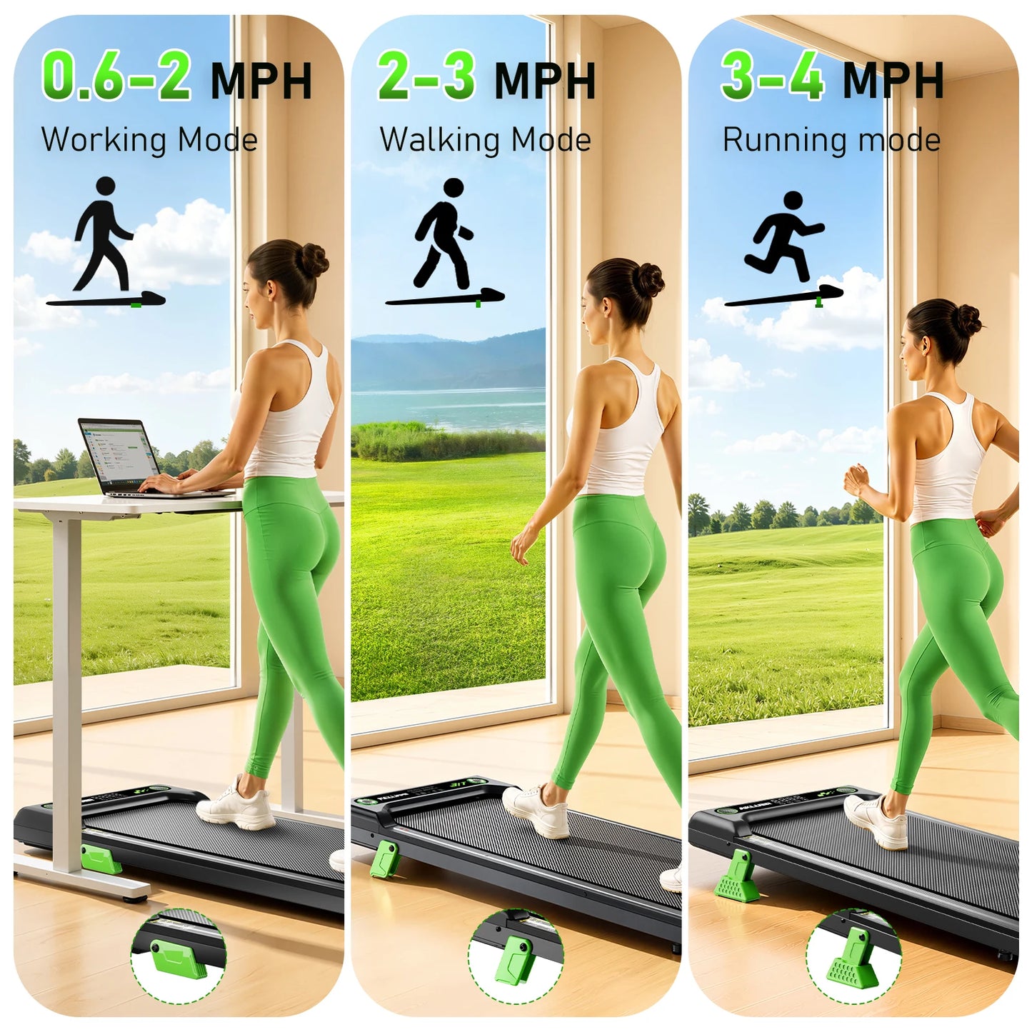 Akluer Walking Pad, Under Desk Treadmill with Incline for Home Office 2.5HP Portable Walking Treadmill with 300 Lbs Weight Capacity Walking Machine, Remote Control, LED Display