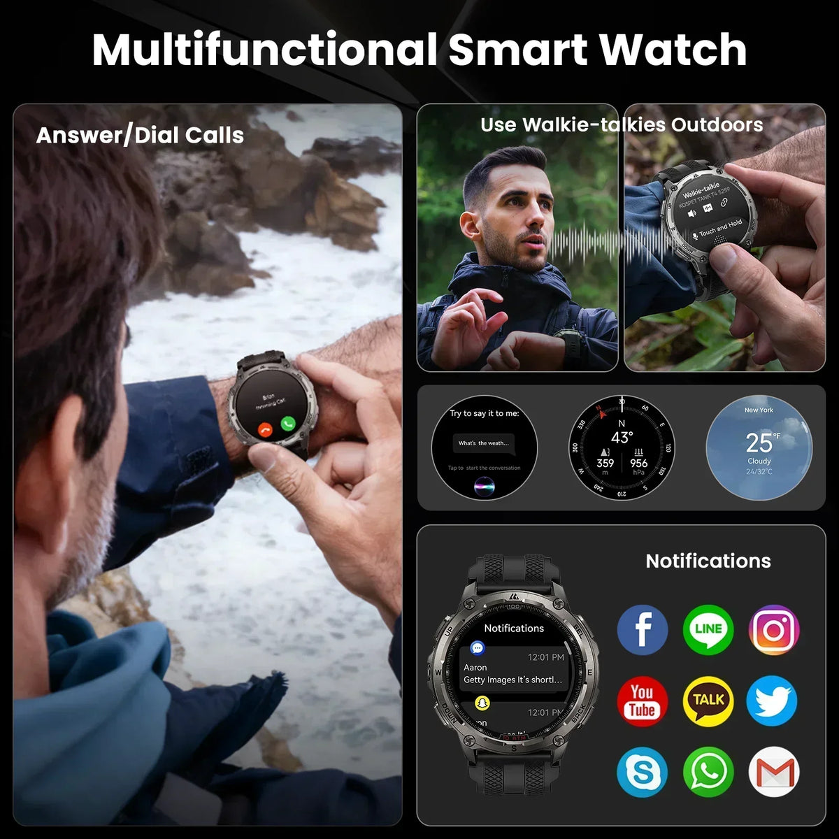 KOSPET Tank T4 GPS Smartwatch With Waterproof Design