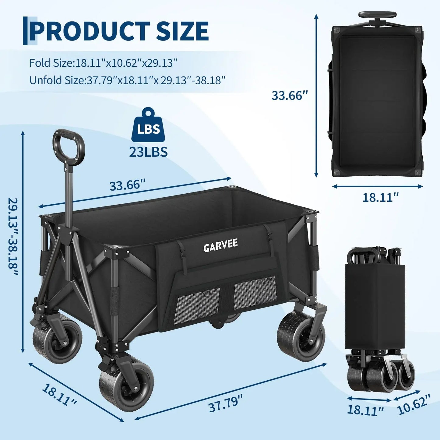 Acekool Heavy Duty Foldable All Terrain Wagon Cart