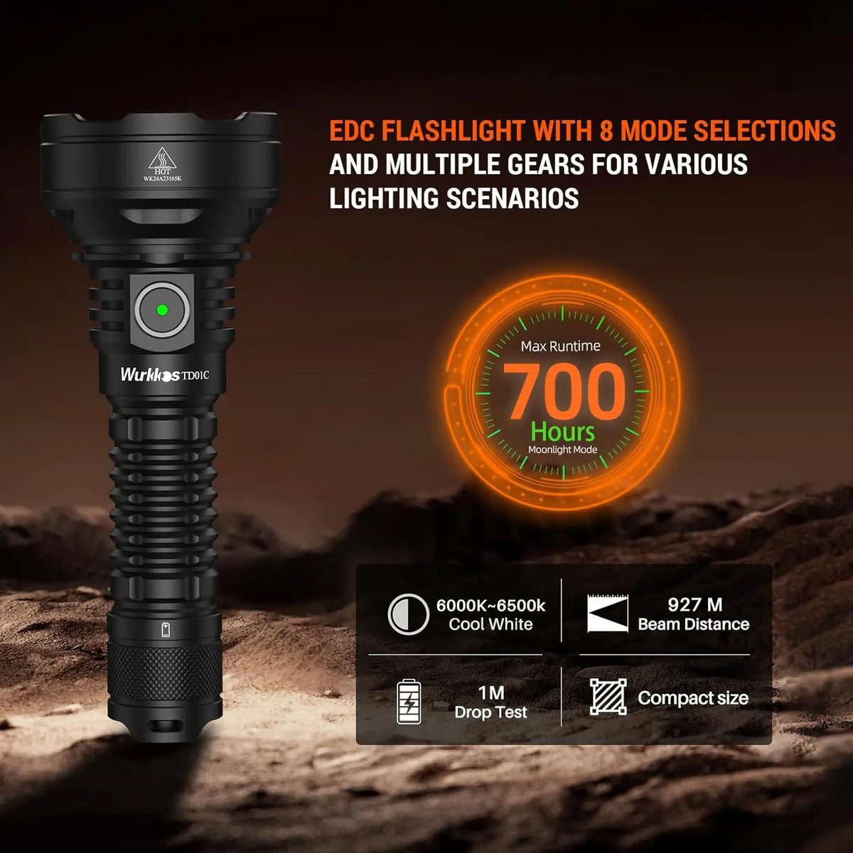 Wurkkos TD01C Rechargeable Tactical Flashlight