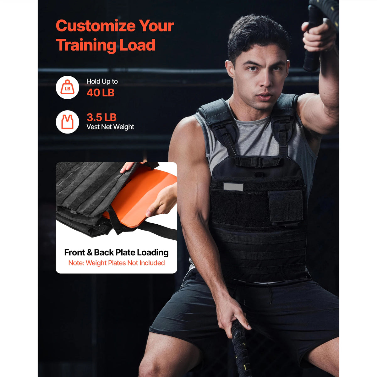 Weighted Vest With Shoulder Pads And Reflective Stripe
