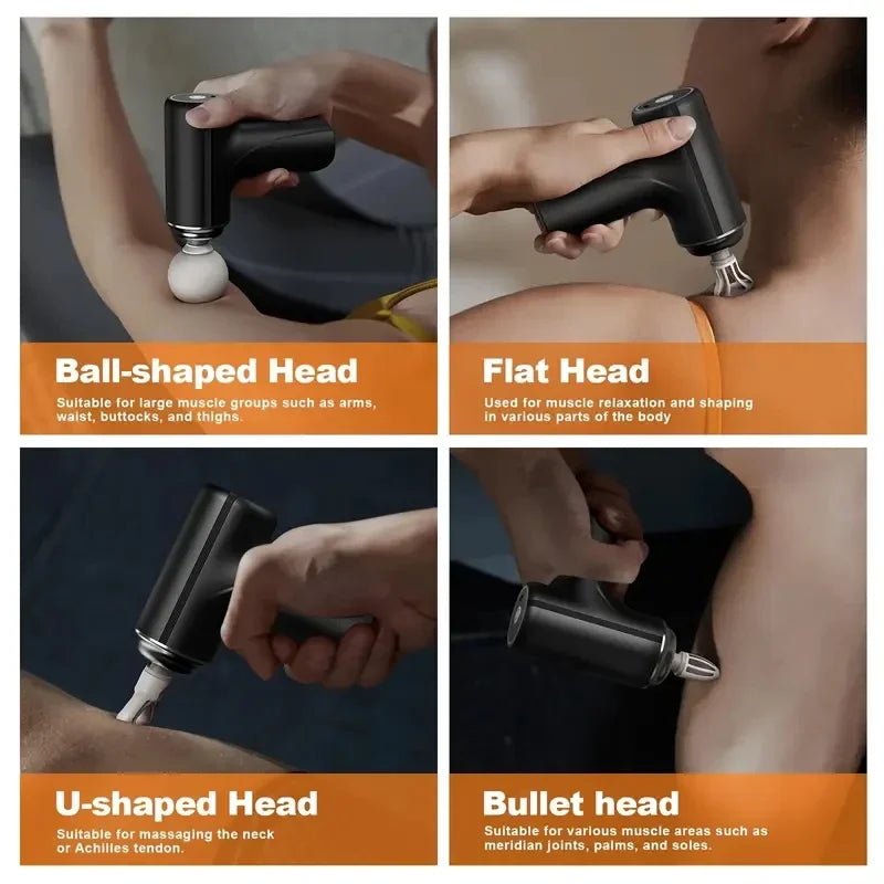 Portable Electric Fascia Massage Gun With 4 Heads 6 Speeds
