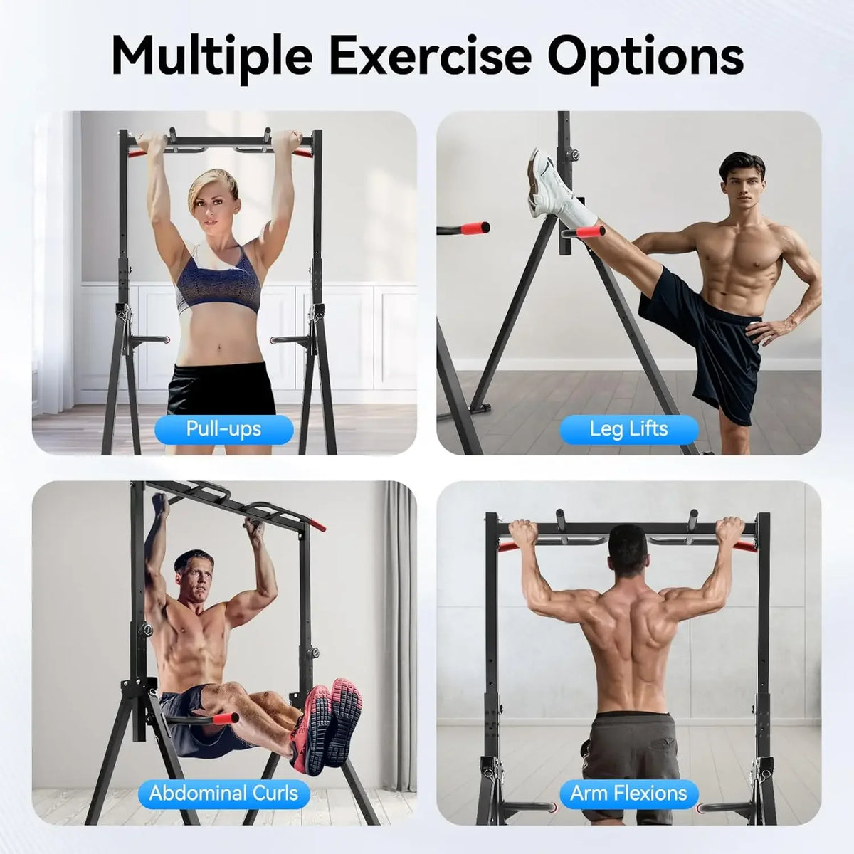 Height Adjustable Power Tower Pull Up Dip Bar Home Gym