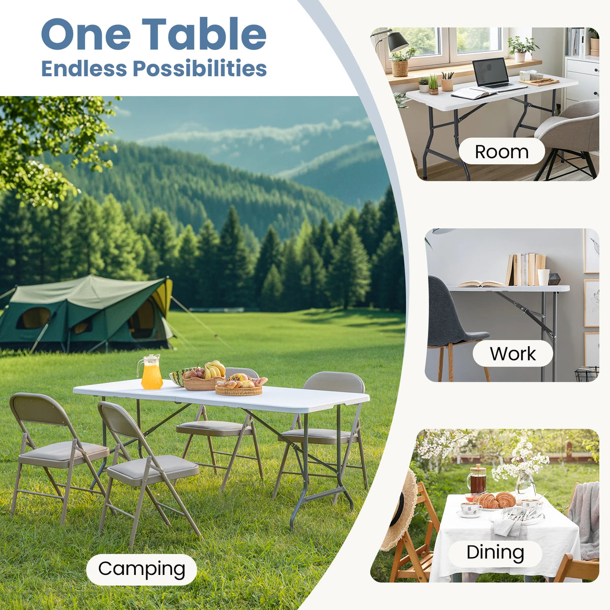 JHK Portable Folding Outdoor Camping Heavy Duty Table