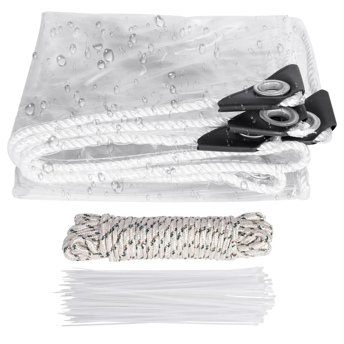 Waterproof Transparent PVC Tarpaulin with Eyelets Weatherproof Durable Canopies Foldable 0.3mm Rain Cover for Garden Furniture