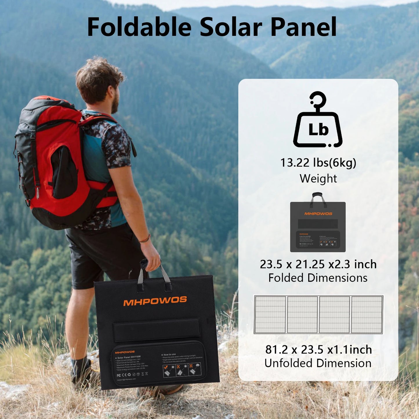 MHPOWOS 220W Foldable Solar Panel For Power Station