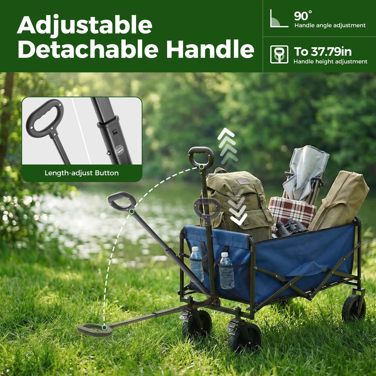 JHK Heavy Duty Folding Utility Wagon For Camping