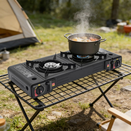 Portable Dual Burner Camping Gas Stove for Camping