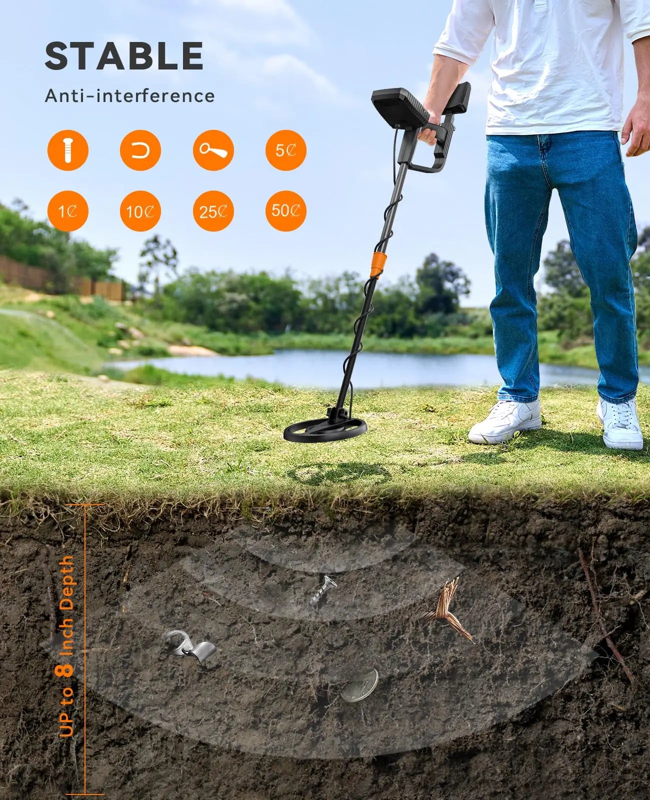 Sunpow Waterproof Metal Detector With LCD Display