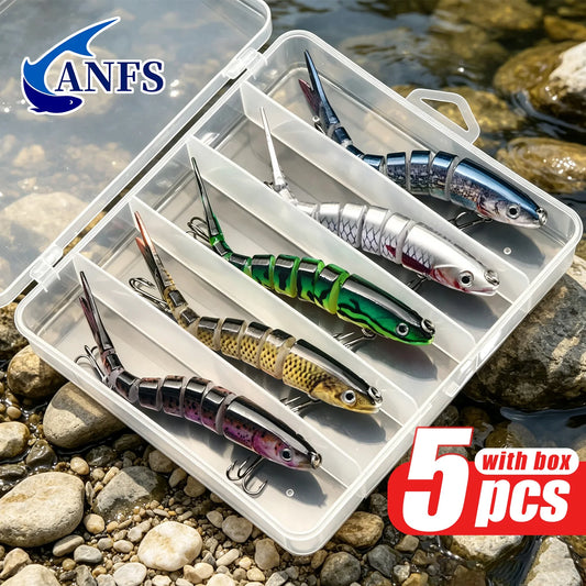 ANFS 5 Piece Multi Joint Swim Bait Fishing Lure Kit