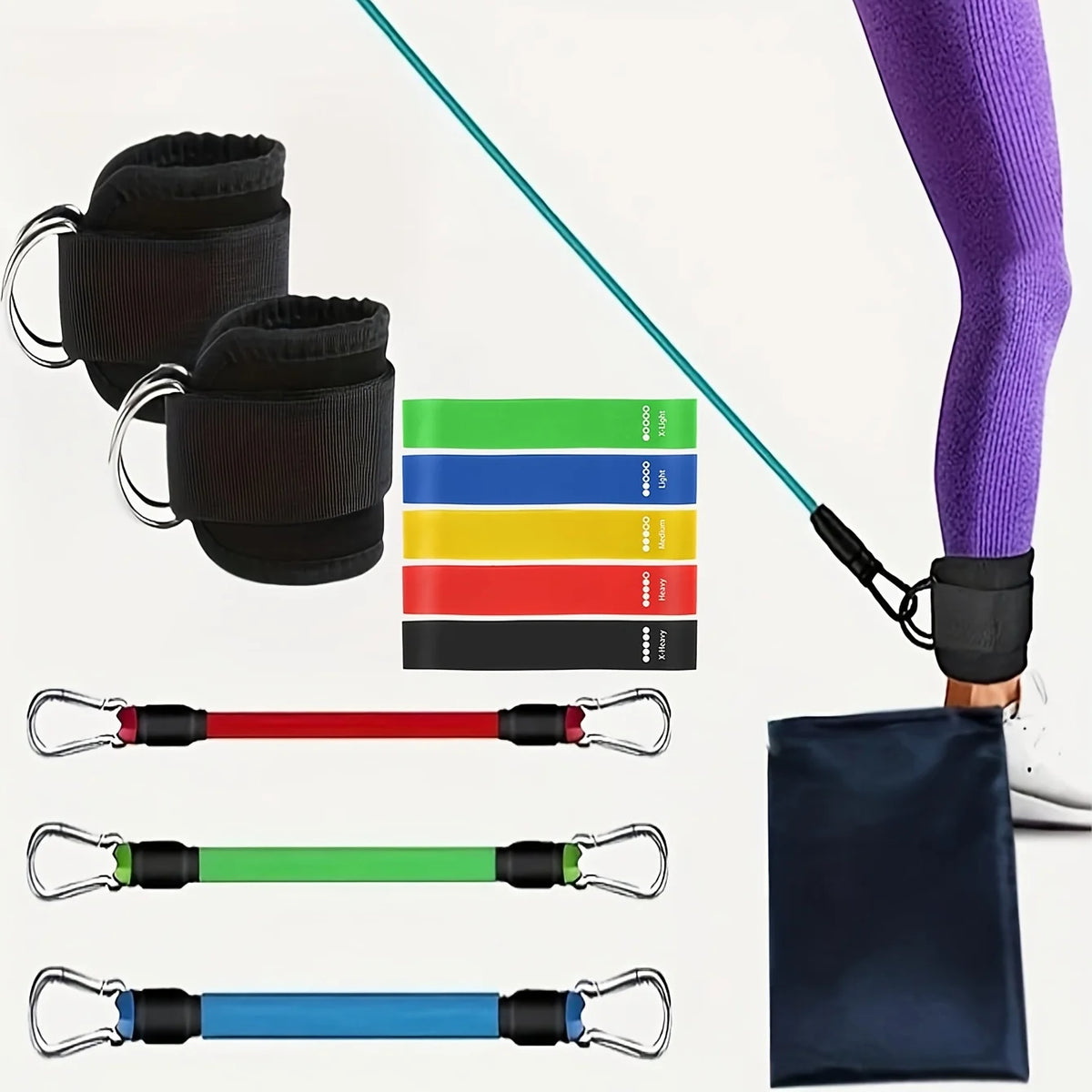 Home Gym Leg And Hip Toning System With Resistance Bands