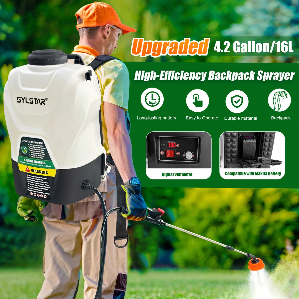 Electric Garden Sprayer With Telescopic Wand And Battery