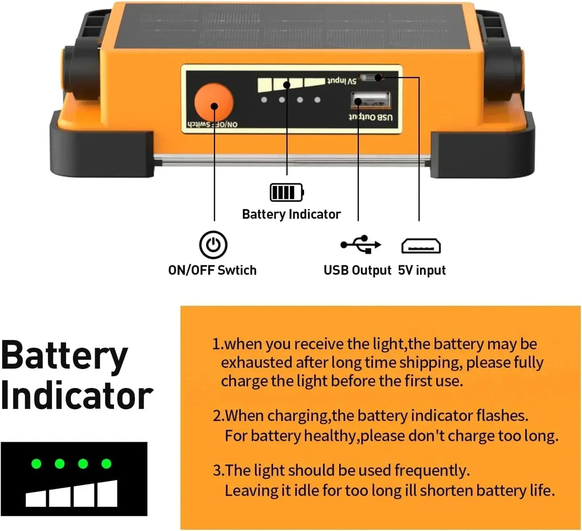 LED BARZ Portable Solar Rechargeable Floodlight