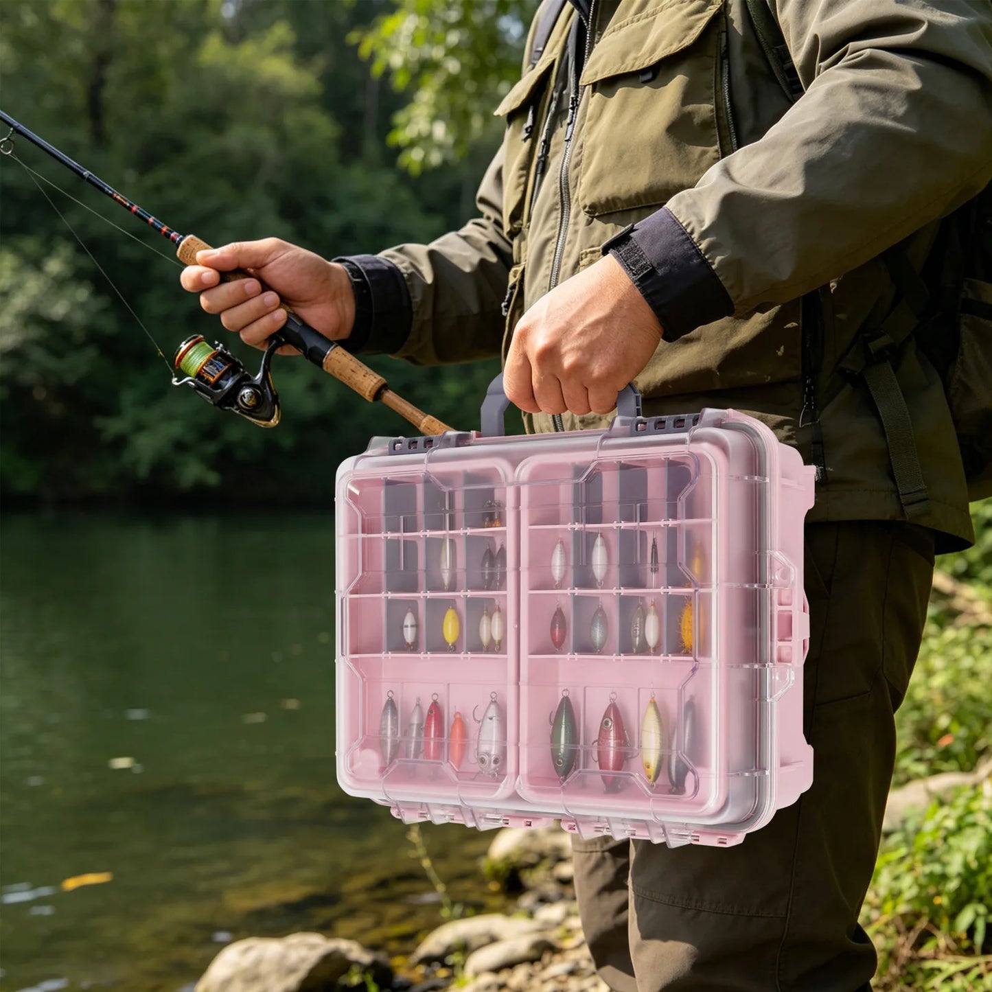 Fishing Tackle Box Multi Layer Organizer Removable Slots