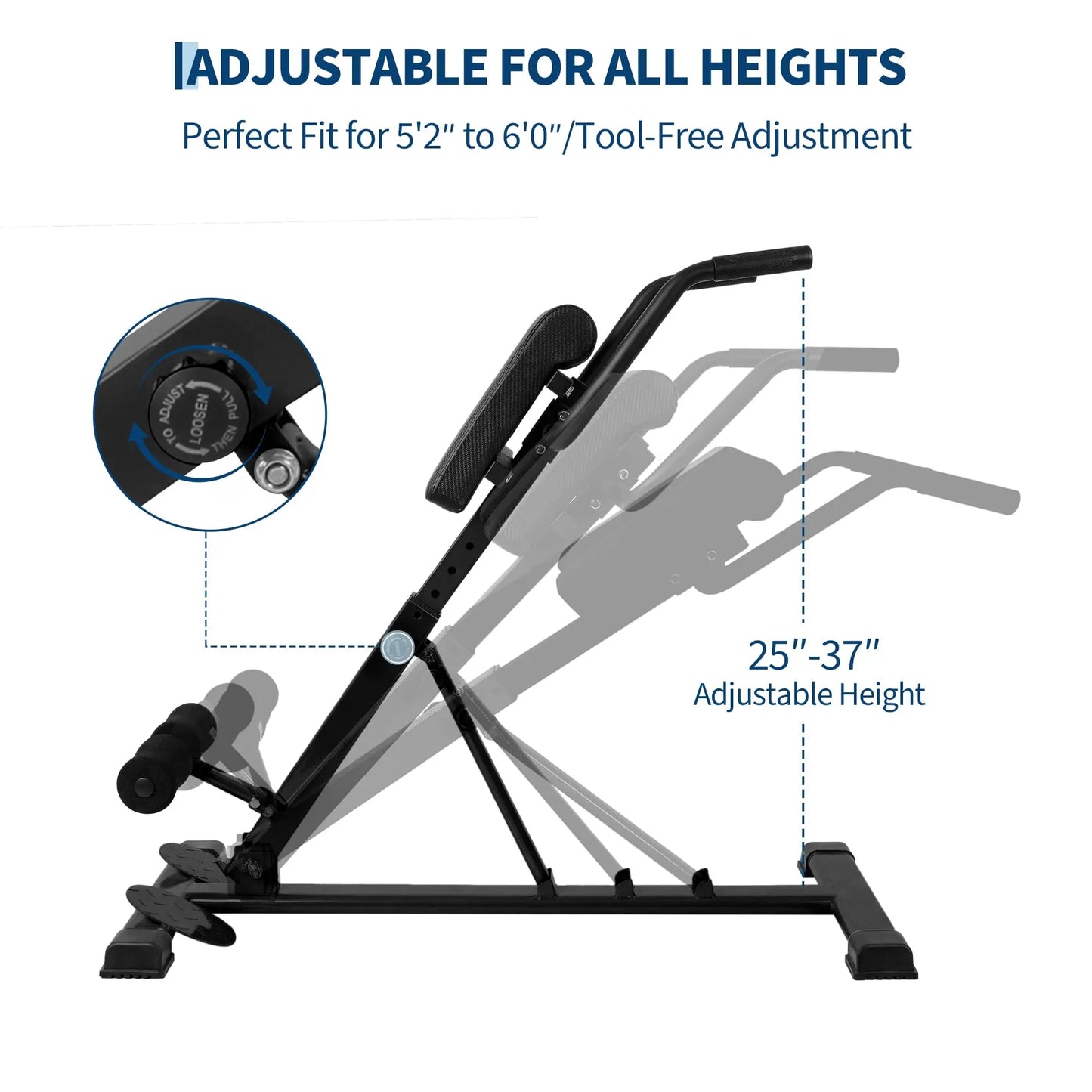 Roman Chair Hyperextension Bench For Home Gym, 330 lb Capacity Adjustable Back Extension Machine For Glutes Abs Core Hamstrings