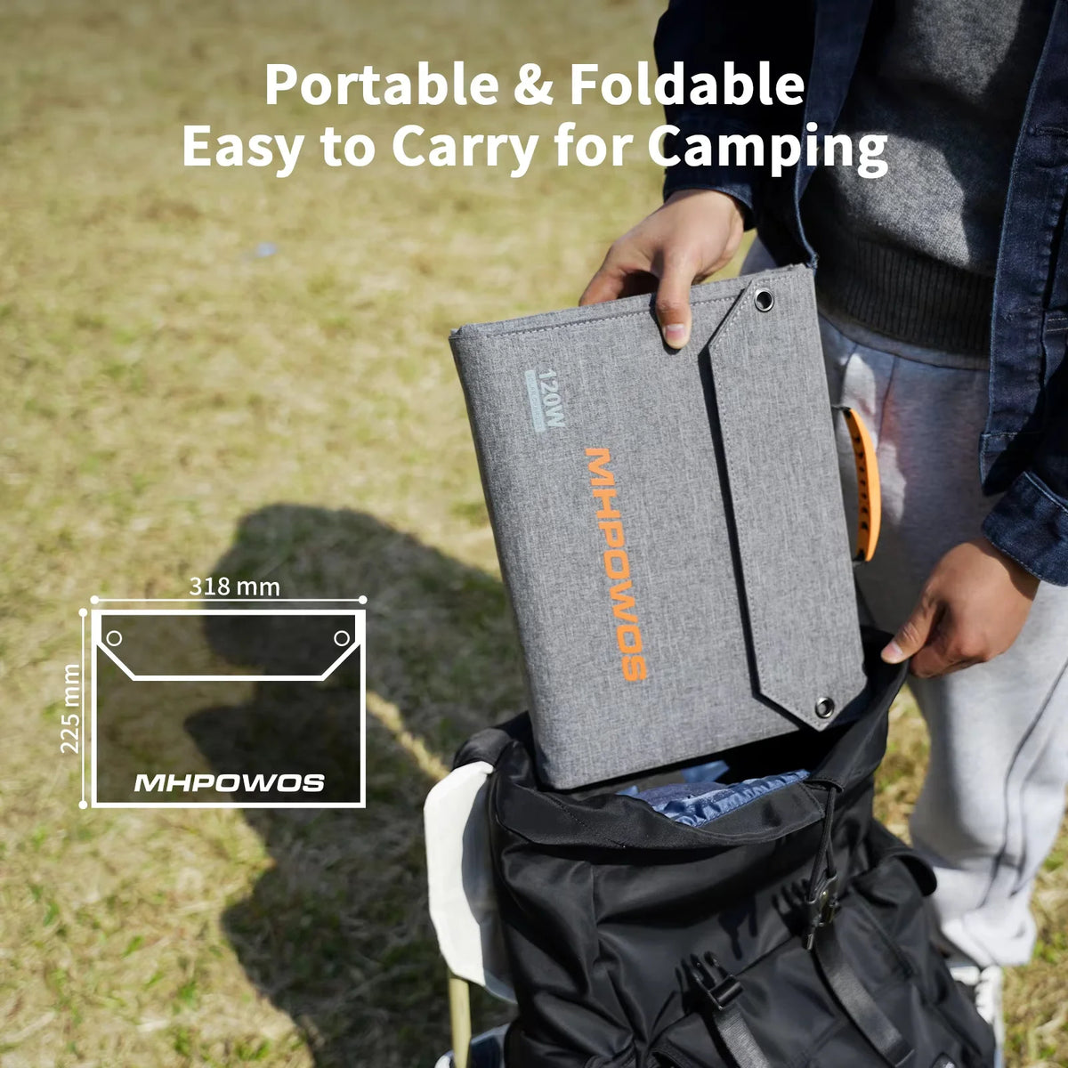 MHPOWOS 120W Foldable Solar Panel Outdoor Camping Charger