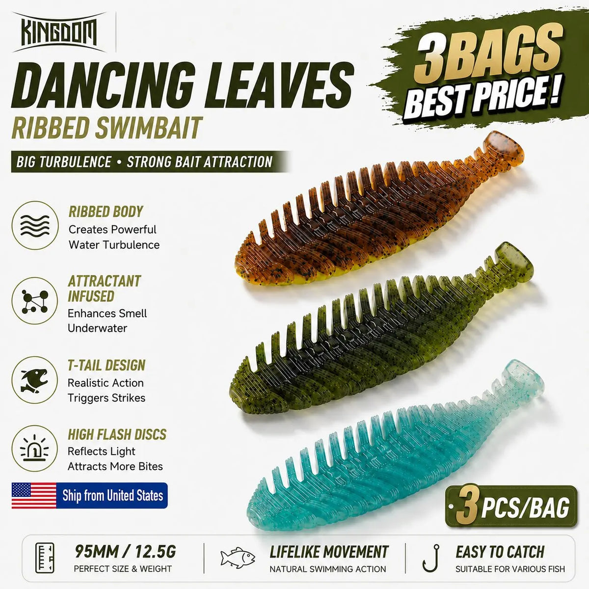 Kingdom PVC Soft Shad Swimbait For Pike Bass Fishing