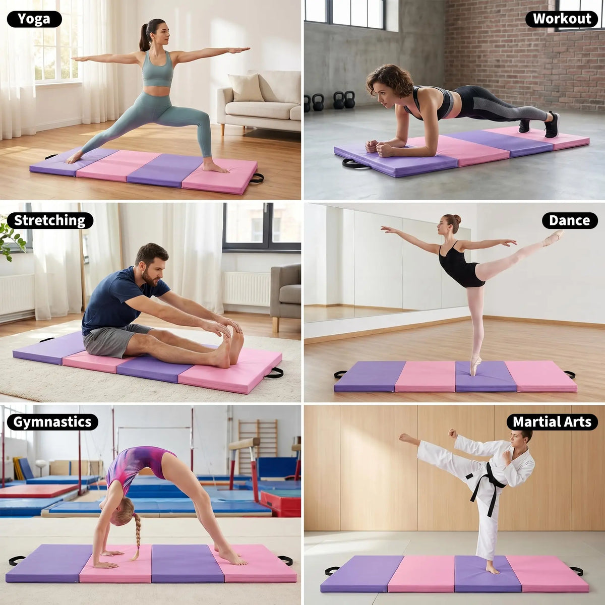 HiMISS Folding Gymnastics Mat For Home Gym Yoga Pilates