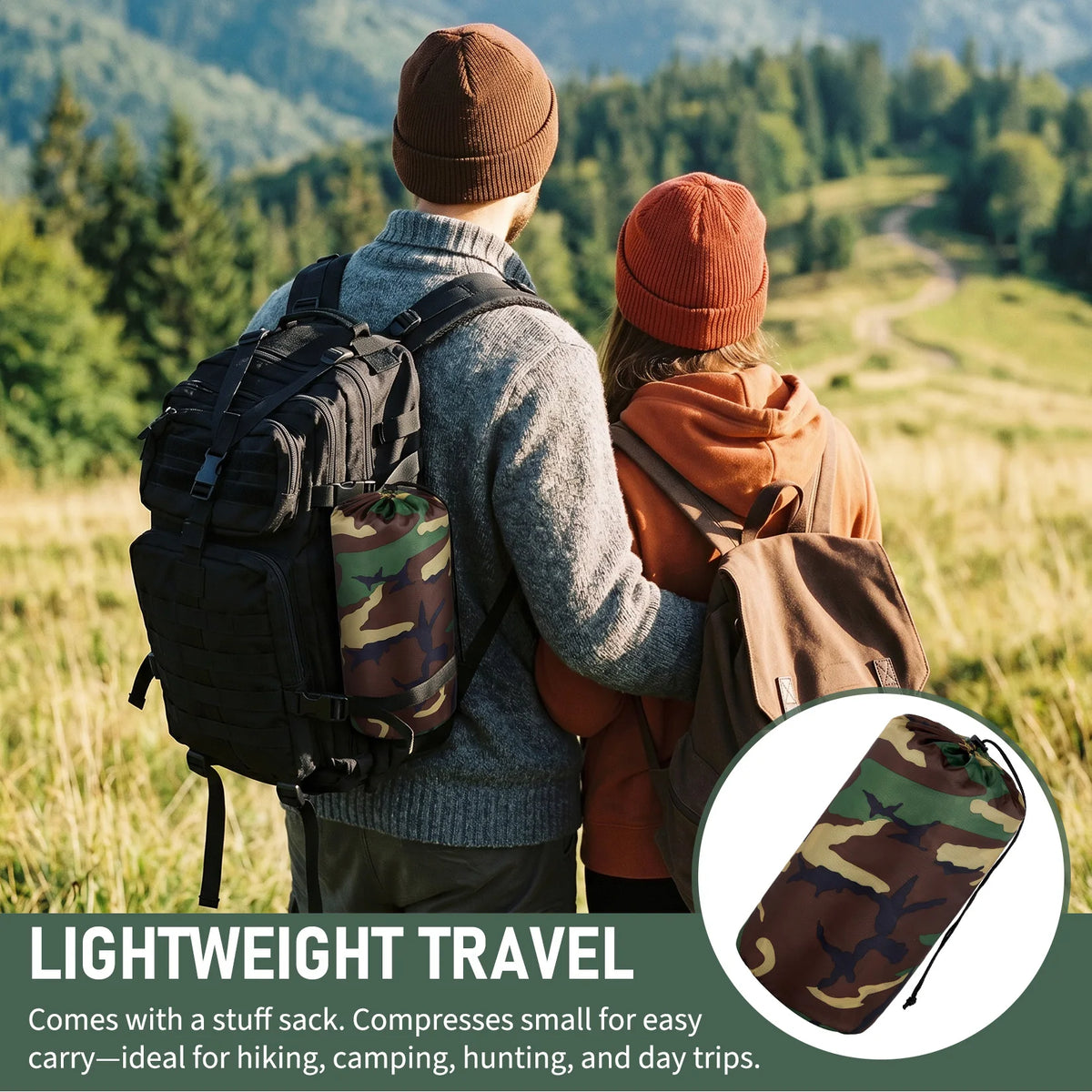 Lightweight Quilted Camping Blanket And Poncho Liner
