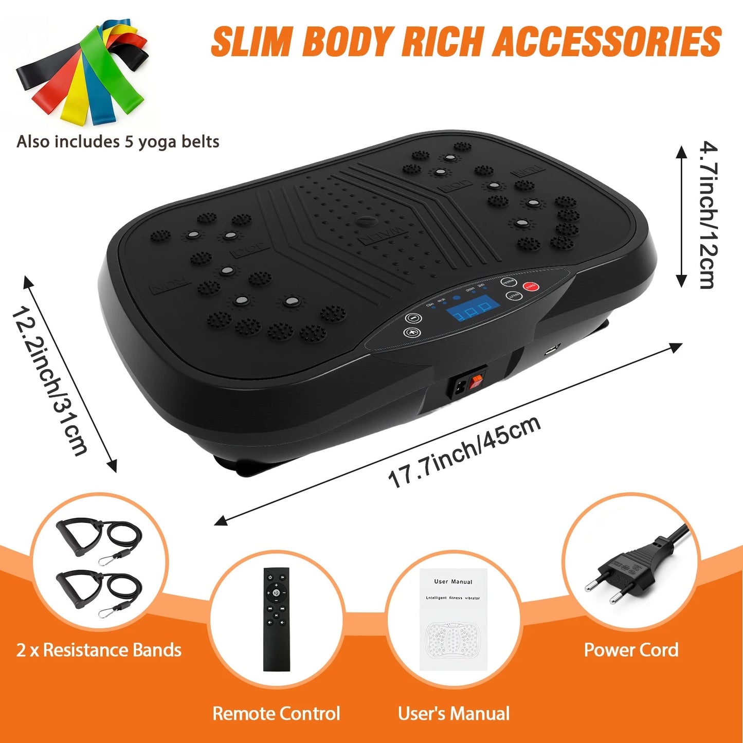 Portable Vibration Plate Exercise Machine With Bands