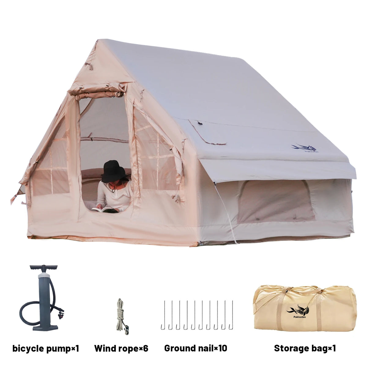 Pakicetus Inflatable Camping Tent With Stove Plug