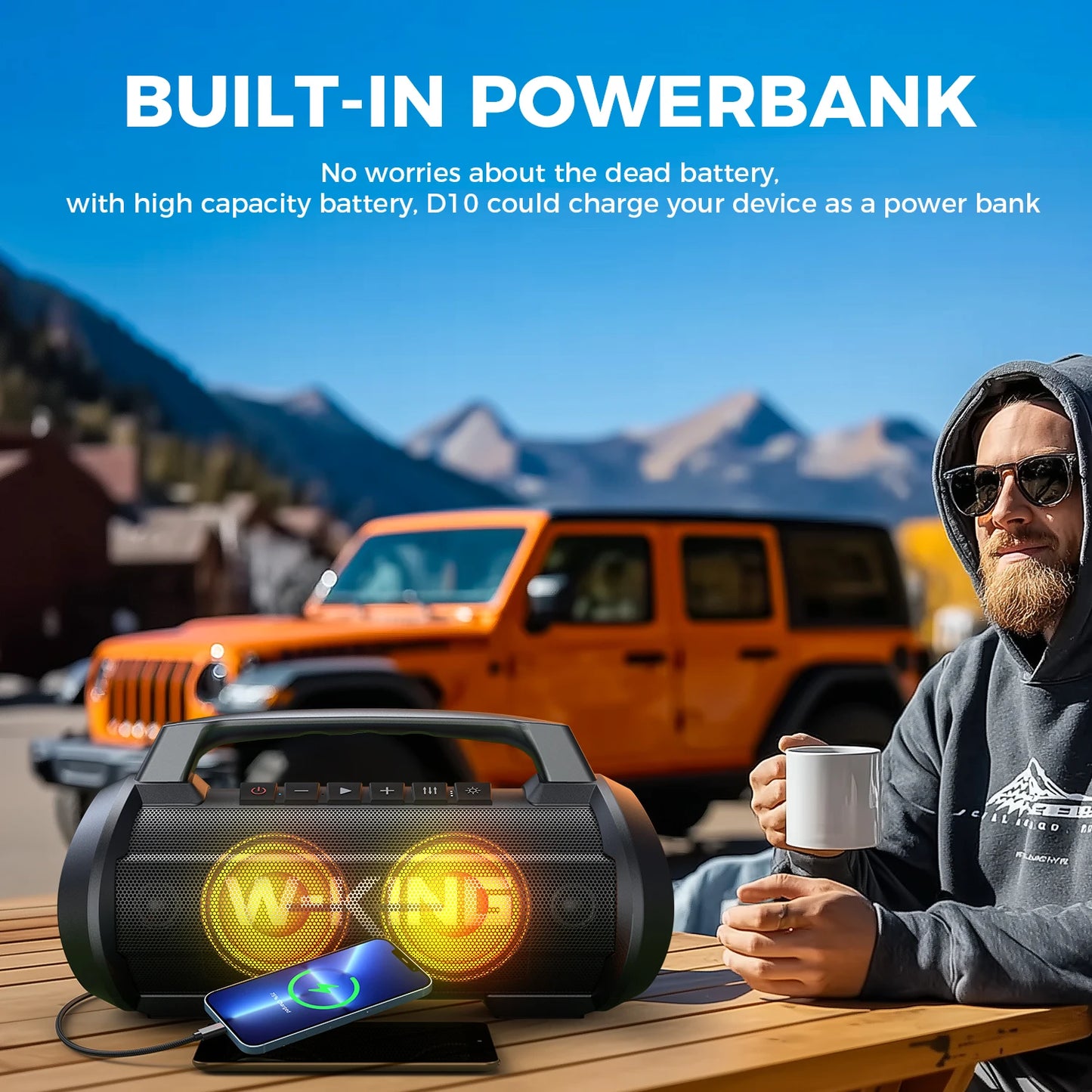 W-King 70W Bluetooth Portable Speaker Waterproof Subwoofer