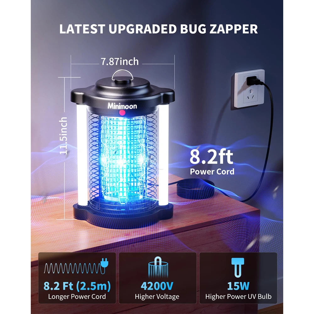 Minimoon Outdoor Bug Zapper Dual LED Electric Insect Trap