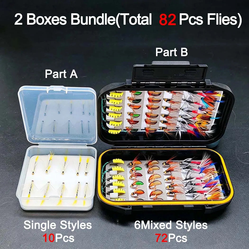 Fly Fishing Flies Assortment Kit With Storage Box