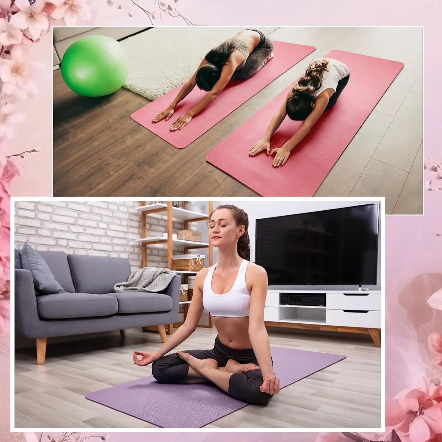 Tear Resistant Non Slip Yoga Mats For Home Exercise