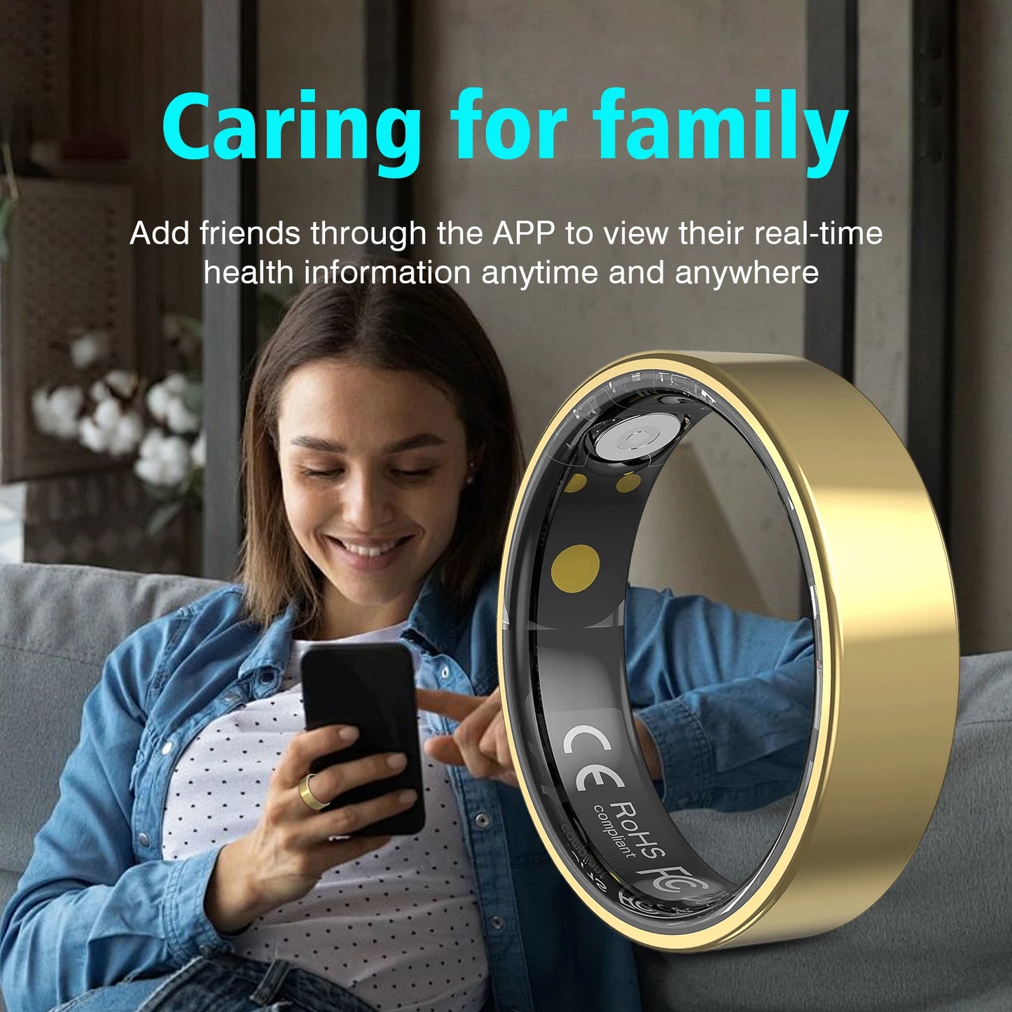 Smart Ring With Heart Rate Blood Oxygen Sleep Monitoring