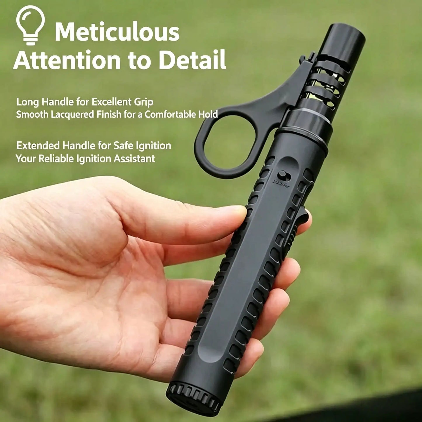 Matte Black Tactical Outdoor Survival Fire Starter, Adjustable Flame Refillable Butane Gadget, Pocket Backpack Friendly Camping Accessory Set Perfect Gift For Outdoor Enthusiasts,Windproof Lighter Gift Lighter