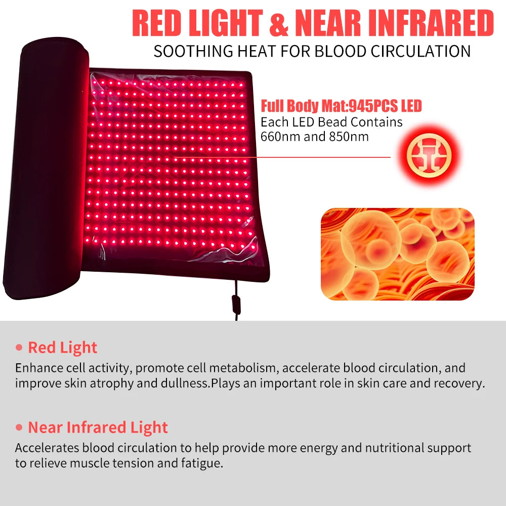 Red Light Therapy Mat 660nm 850nm Full Body LED