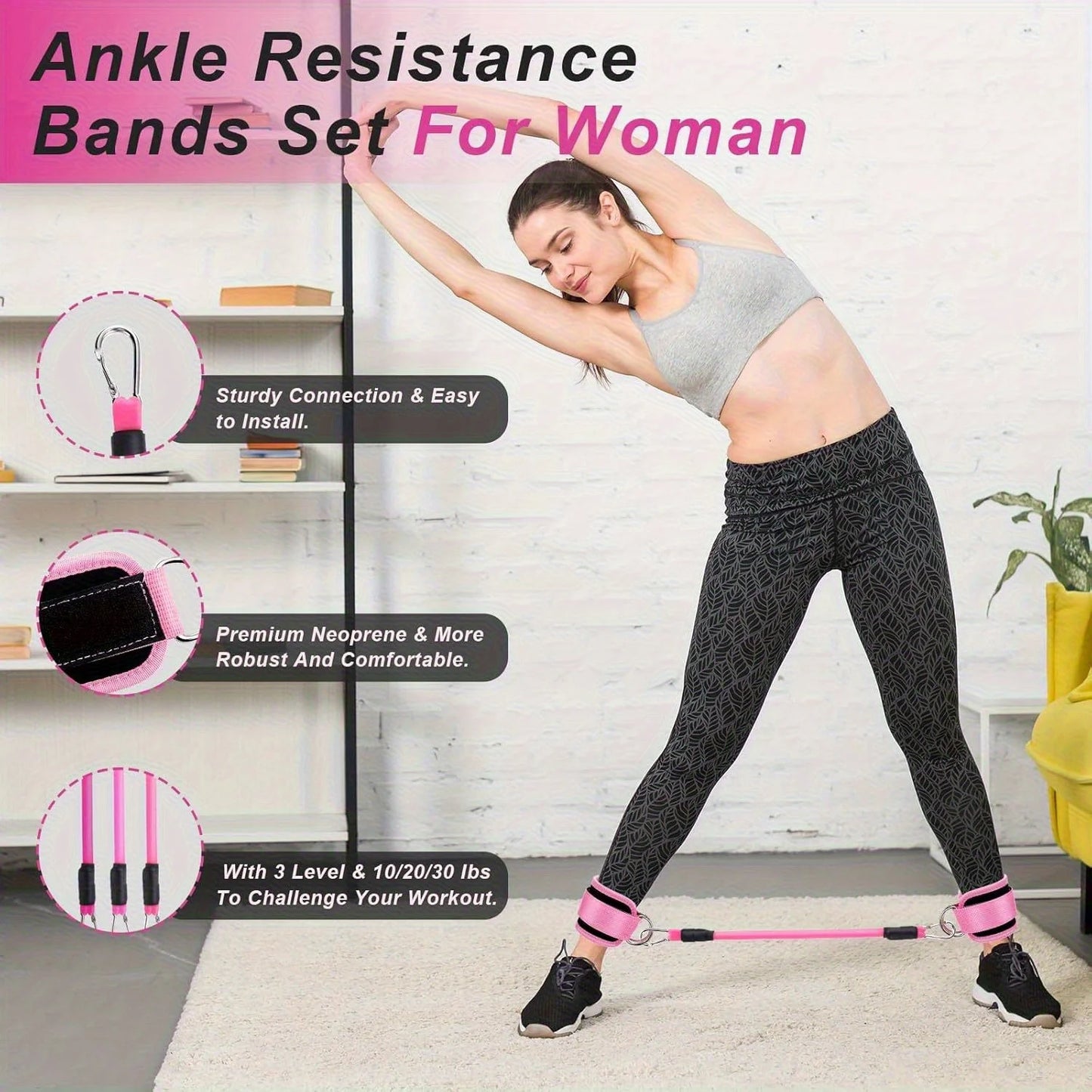 Home Gym Leg And Hip Toning System With Resistance Bands