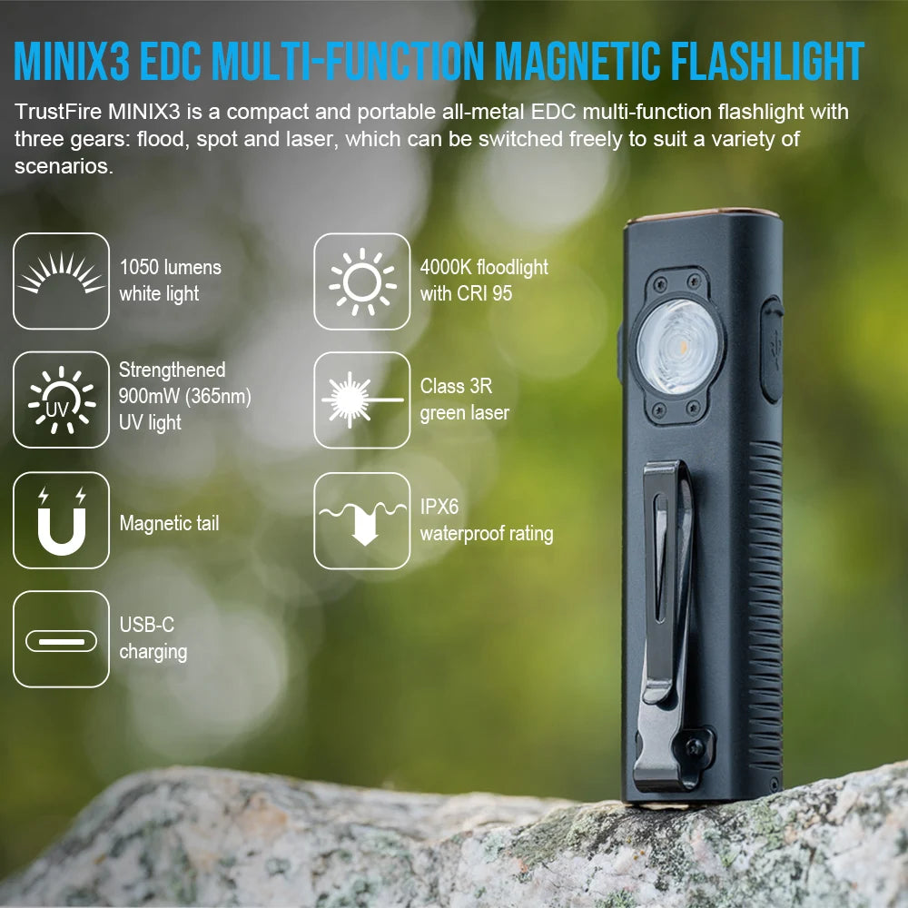 TrustFire MINIX3 Rechargeable EDC Flashlight 1050 Lumens