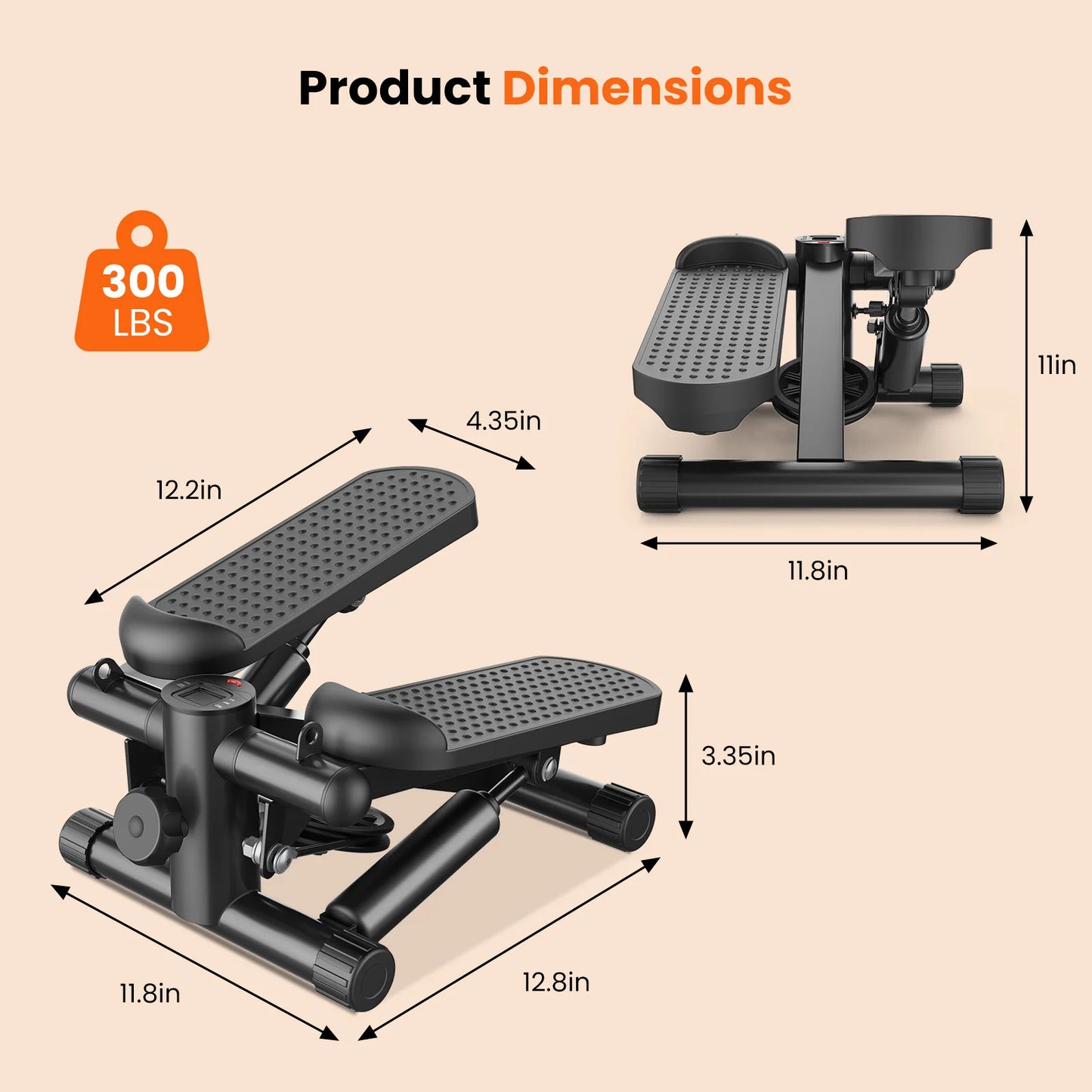 Home Mini Stepper With Resistance Bands And LCD Monitor