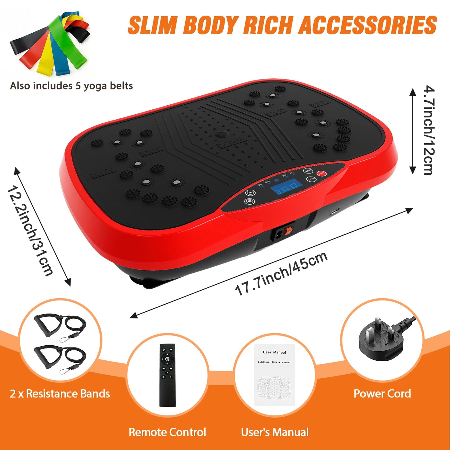 Portable Vibration Plate Exercise Machine With Bands