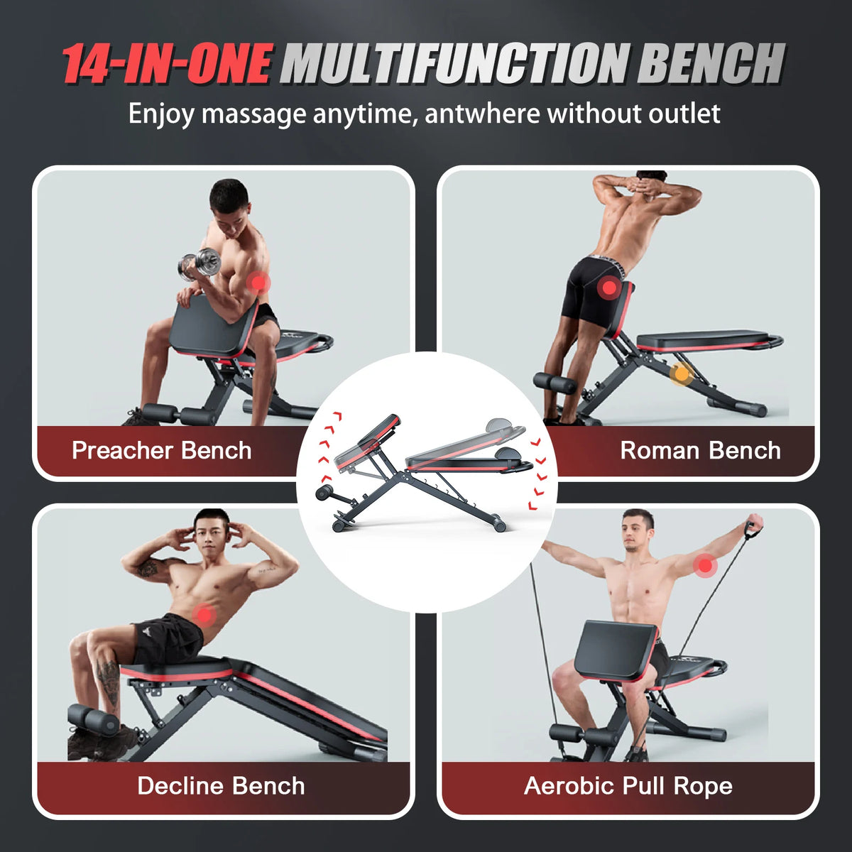 14 In 1 Multifunctional Foldable Dumbbell Bench Training