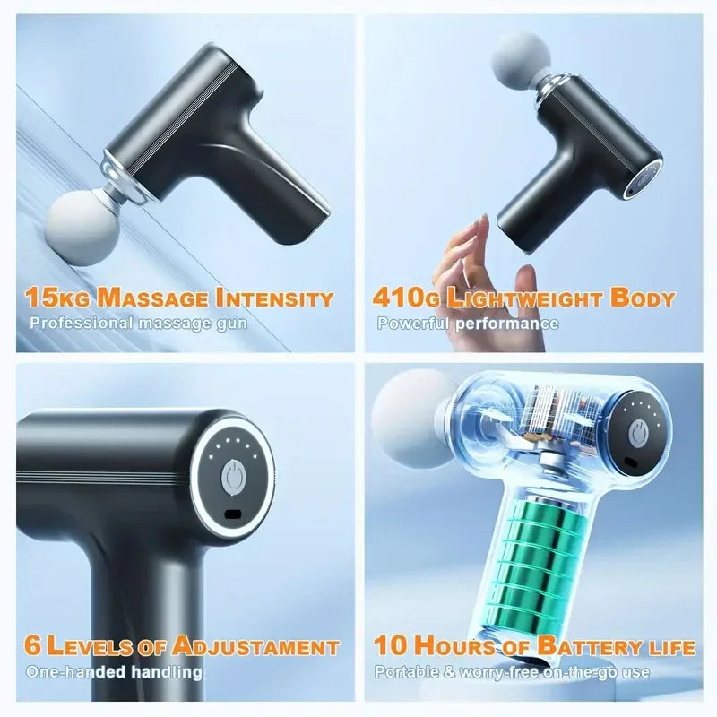 Portable Electric Fascia Massage Gun With 4 Heads 6 Speeds