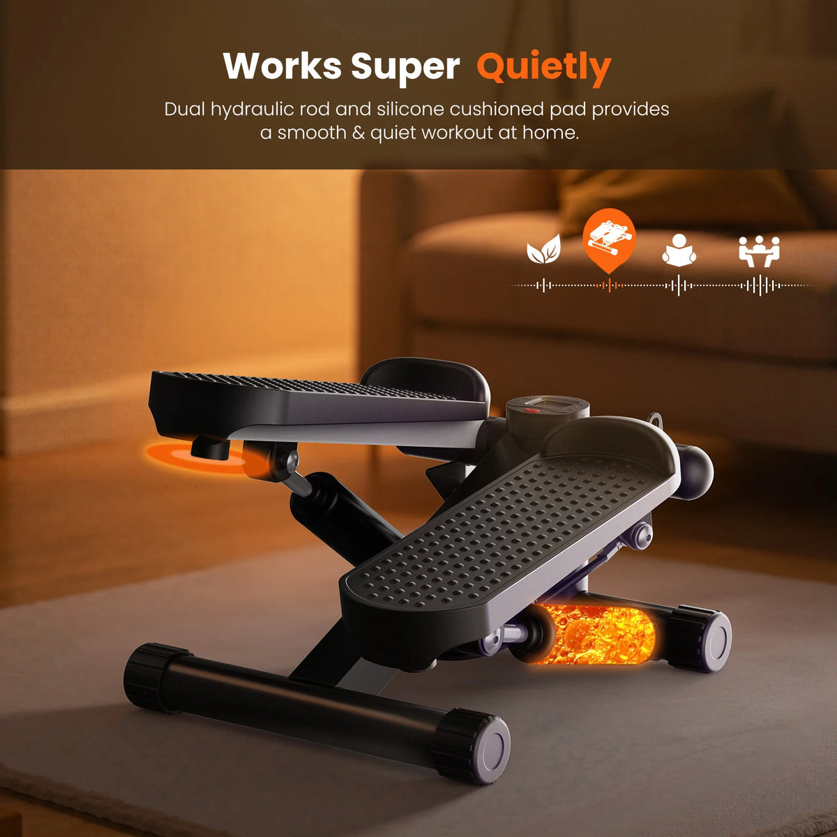 Home Mini Stepper With Resistance Bands And LCD Monitor