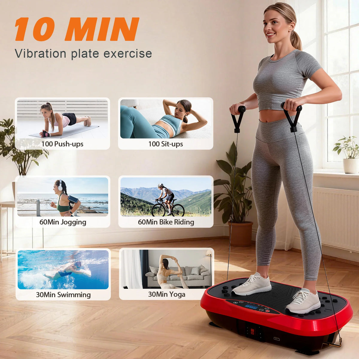 Portable Vibration Plate Exercise Machine With Bands