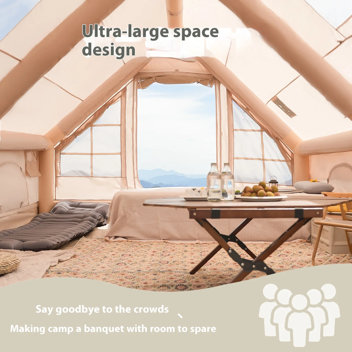 Pakicetus Inflatable Camping Tent With Stove Plug