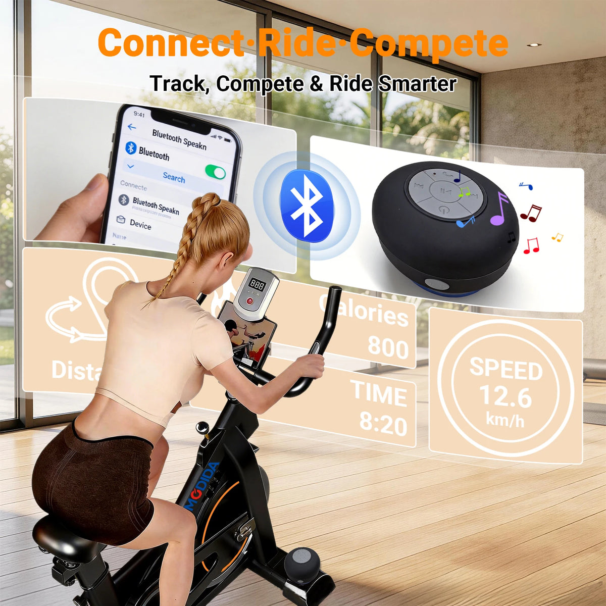 Magnetic Indoor Spin Bike With Bluetooth Speaker