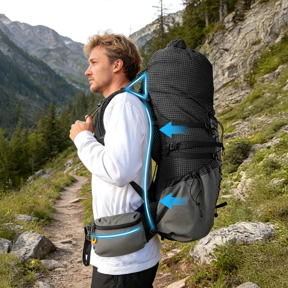 Night Cat Internal Frame Hiking Backpack With Rain Cover