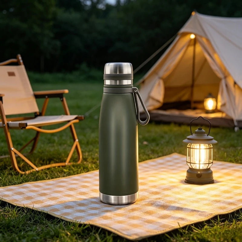 1Pc Wide Mouth Insulated Stainless Steel Thermos 22oz Leak Resistant Drink Container for Commuting Picnic Travel
