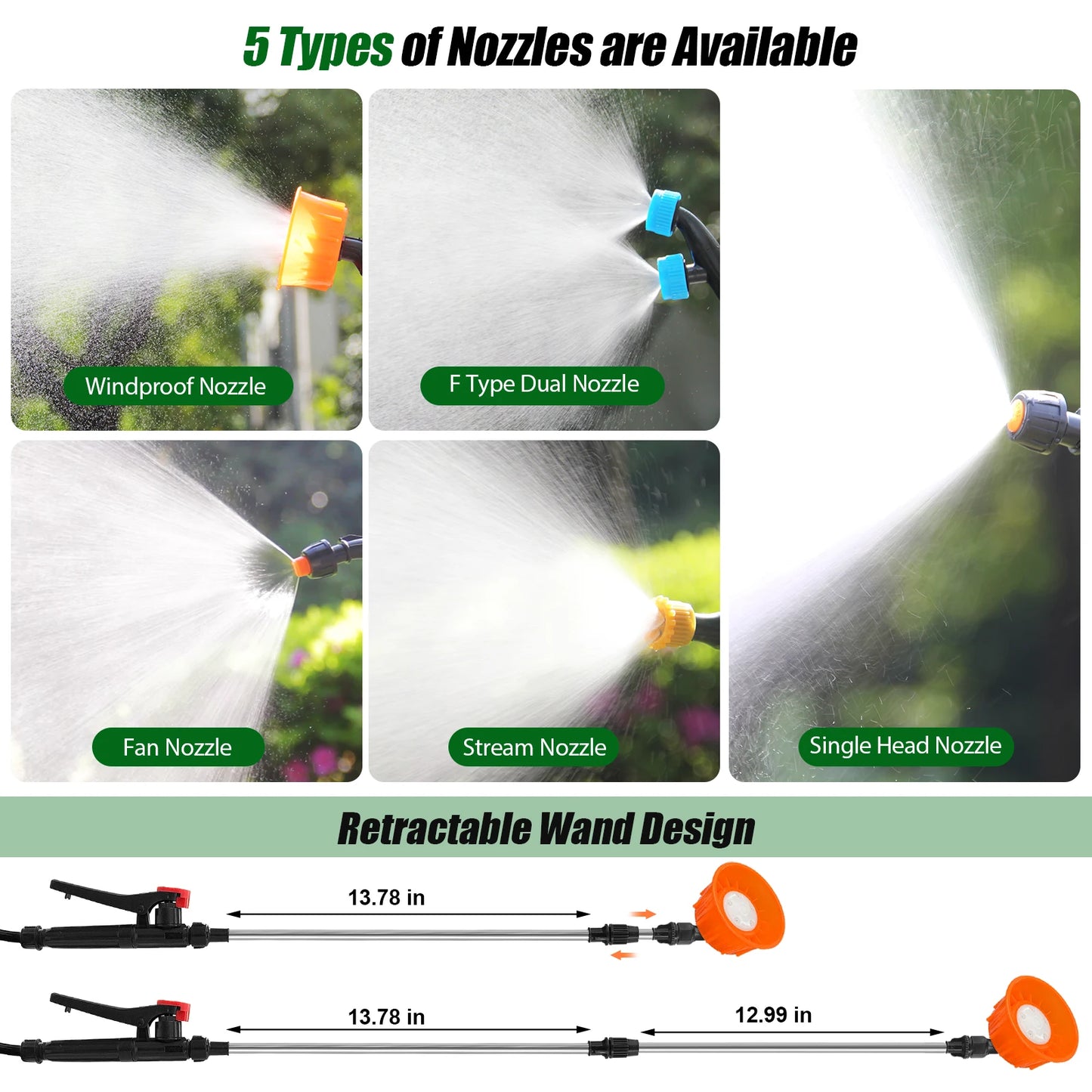 Electric Garden Sprayer With Telescopic Wand And Battery
