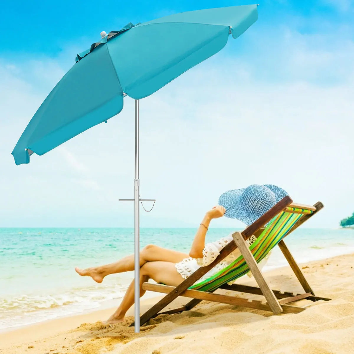Homasis Aluminum Patio Beach Umbrella With Carry Bag