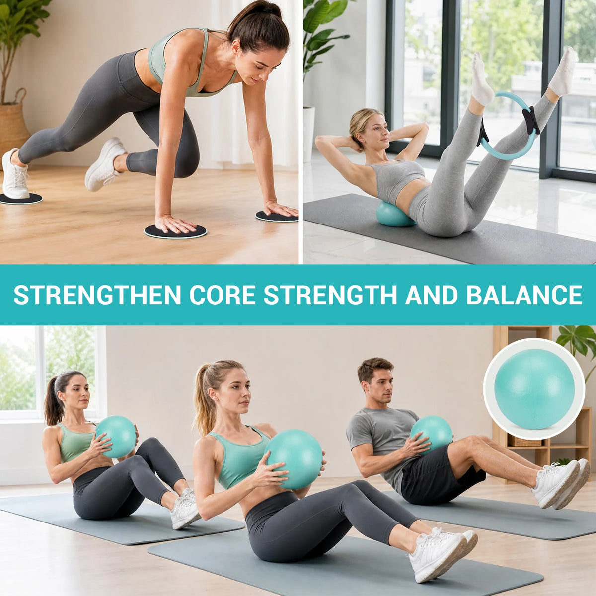 Six In One Pilates Training Set With Bands And Ball