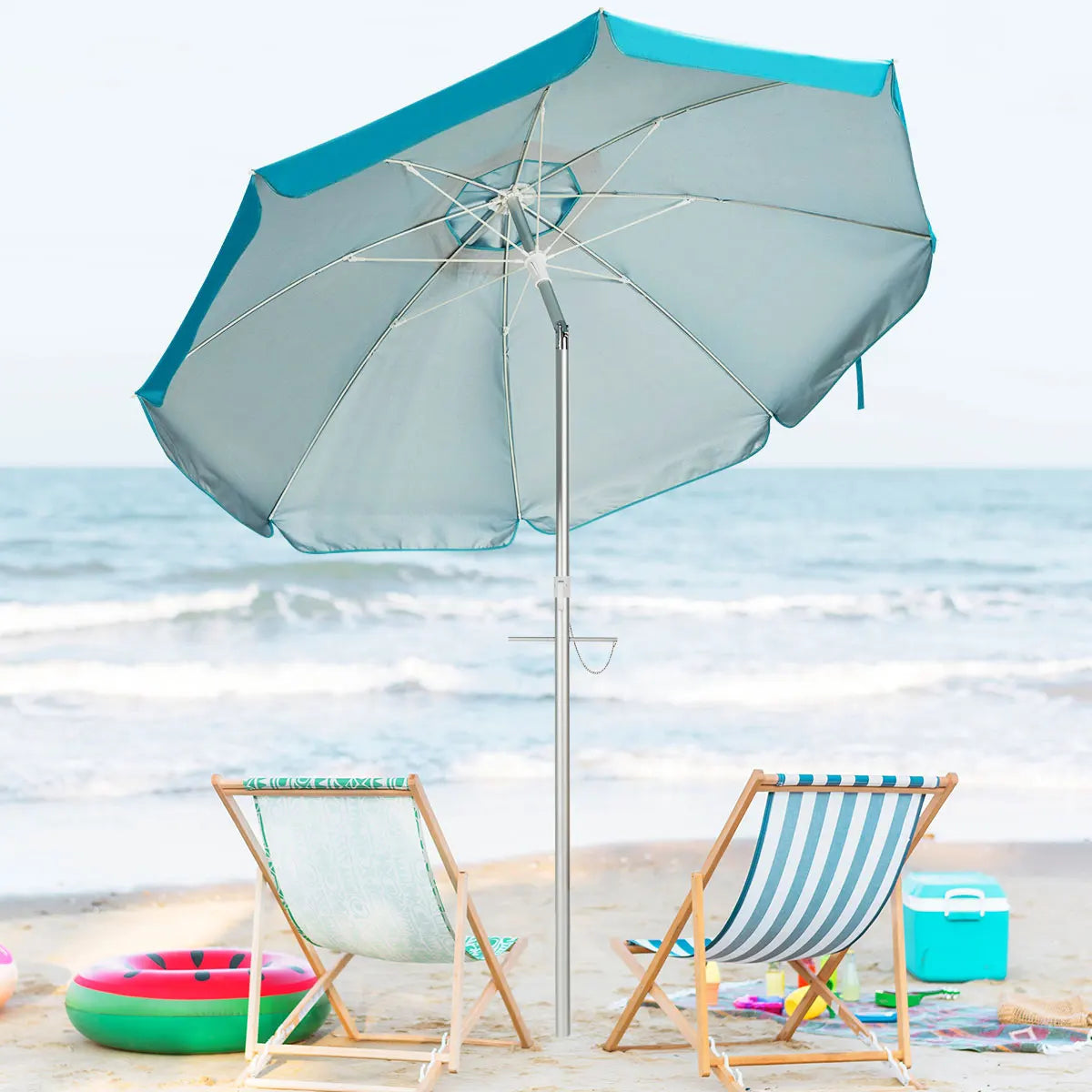 Homasis Aluminum Patio Beach Umbrella With Carry Bag